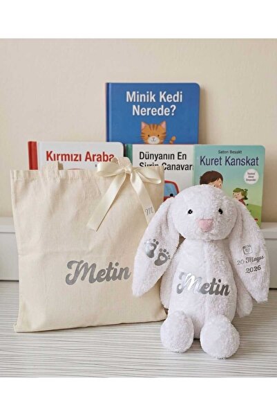 atölyemix uyku arkadaşım peluş tavşan &taşıma ham bez çantası ile birlikte ki...