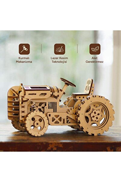 ROKR LK401 Traktör (Tractor) DIY Minyatür Maket Model Seti Ahşap 3D Wooden Puzzle 3D Model Kit Detay