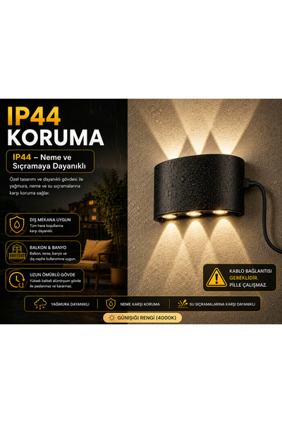 LUMIXA ENERJİ 10W İÇ VE DIŞ APLİK GÜNIŞIĞI RENK 3+3 DEKORATİF ÇİFT YÖNLÜ APLİ...