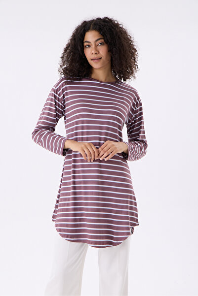 MODA VUSLAT Women's Dusty Rose Striped Tunic
