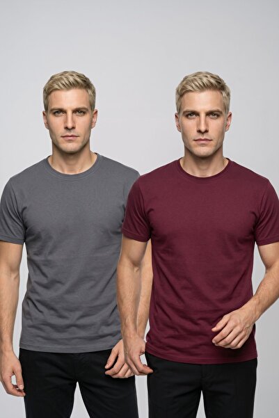 fevien Advantageous 2-Pack Men's Crew Neck Short Sleeve Basic T-Shirt Casual ...