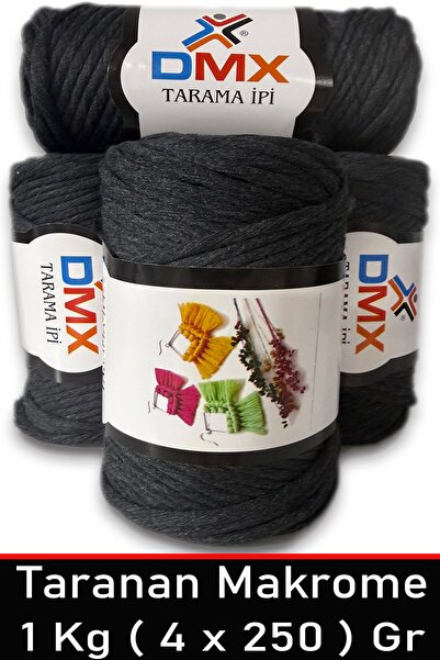 Diva İplik Sfoară de macrame Taranan de lux de 4 mm - Ață simplă - 2108 Antracit