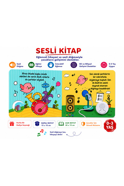 Espri Toys KUŞ BIDI ÇOCUK SESLİ KİTAP EĞİTİCİ HİKAYE KİTABI