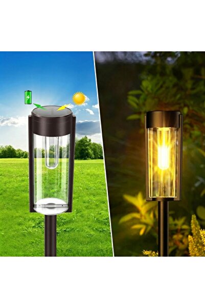 emilydor Lampa Solara LED Cilindrica pentru Gradina - Design Modern, Lumina C...