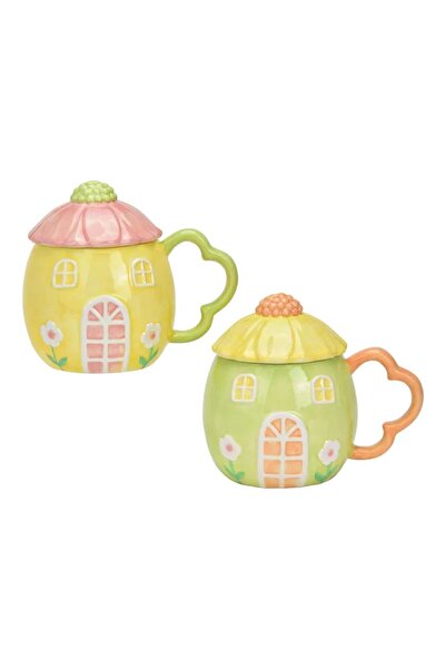 DecoDepot Ceramic mug house shape, colorful, 450 ml