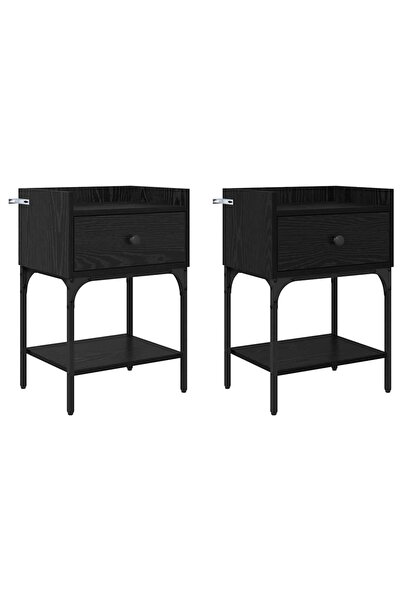 vidaxl Noptieră 2 pcs Stejar Negru 40 x 29 x 60 cm Lemn compozit