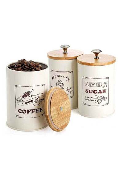 Arabest 3-Piece Kitchen Canister Set,Metal Vintage Food Storage Canisters wit...