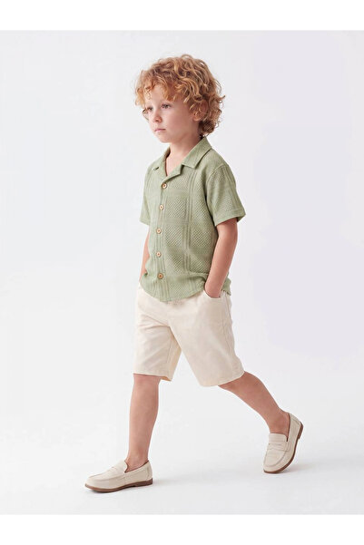 Kidmark Çocuk Modası Boy's Thin Knitwear Shorts Green Set