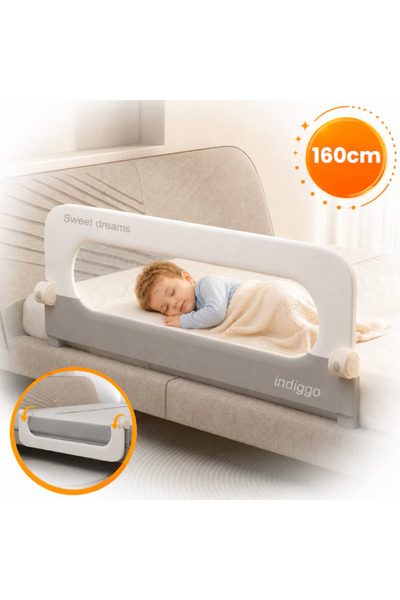 indiggo Bariera Protectie Pat 160 Cm SafeSleep Pliabila 180° EasyFlip, Soft