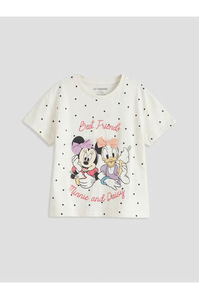 LC Waikiki Tricou de fete cu guler rotund și imprimeu Minnie Mouse