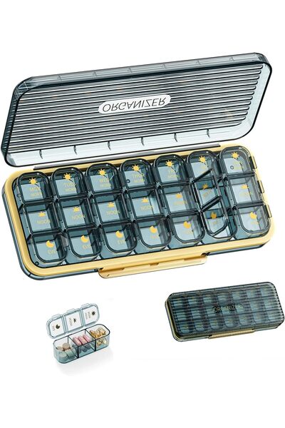 ROWNYEON Organizator săptămânal de pastile, cutii pentru pastile 7 zile 3 ori...