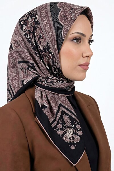 hadiora Women's Black Dusty Rose Ethnic Pattern Organic Cotton Soft Scarf