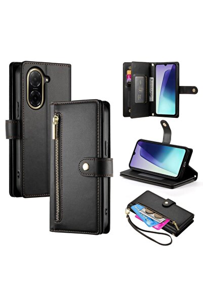sscase Zipper Θήκη Πορτοφόλι με Λουράκι Black (Xiaomi Redmi A5 4G/Poco C71 4G)