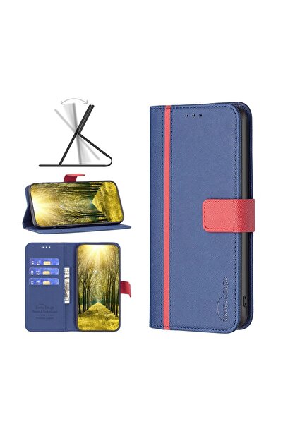 sscase Color Matching Cross Texture Leather θήκη Πορτοφόλι Blue (Xiaomi Redmi...