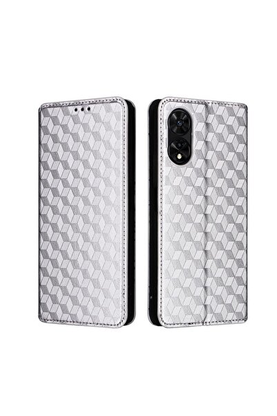 sscase Imprinted Rhombus Θήκη Βιβλίο Silver (TCL 50 5G)