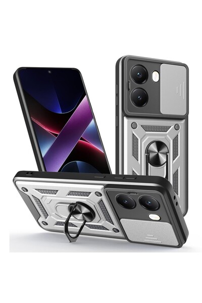 sscase Sliding Camera Σκληρή Θήκη με Δαχτυλίδι Silver (Xiaomi Poco X7 Pro 5G)