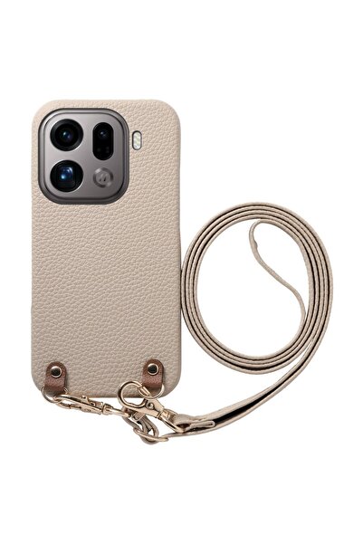 sscase Litchi Texture Σκληρή Θήκη με Λουράκι Beige (Oppo Find X9 Pro 5G)