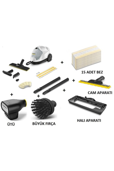 Karcher Sc 4 Easyfix Buharlı Temizlik Makinesi Ütü, Büyük Fırça, Halı Aparatı...