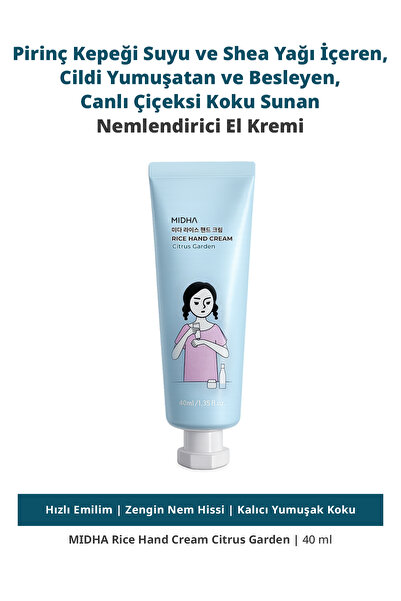 MIDHA Canlı Çiçeksi Kokulu Cildi Yumuşatan Nemlendirici El Kremi Rice Hand Cr...