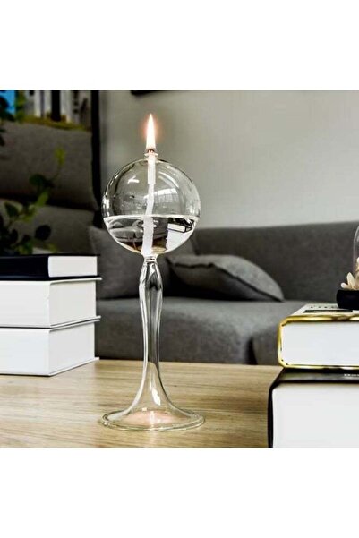 Generic Hand-Blown Glass Paraffin Oil Lamp – Vintage-Inspired Clear Glass Lan...