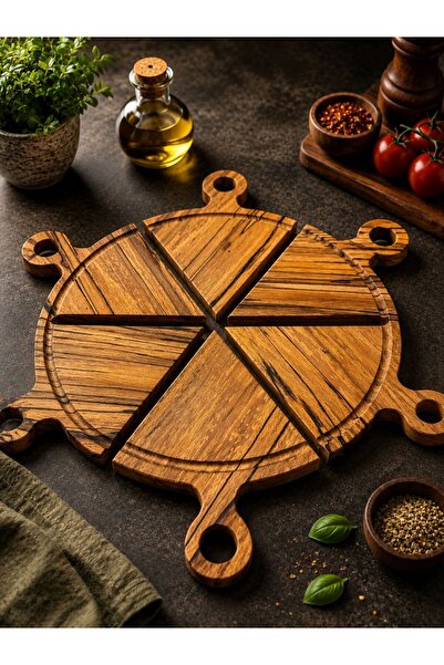 Cücü Ahşap Ahşap Pizza ve Sunum Tahtası Seti