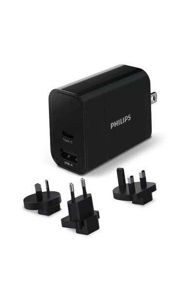 Philips Ασύρματος Φορτιστής με Θύρα Εξόδου USB-A και Θύρα Εξόδου USB-C, Παροχ...
