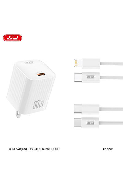 Xo Φορτιστής GaN με Θύρα USB-C και Καλώδιο USB-C - Lightning 30W Power Delive...