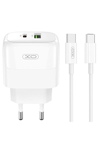 Xo Φορτιστής με θύρα USB-A και θύρα USB-C και καλώδιο USB-C σε USB-C, 20W Pow...