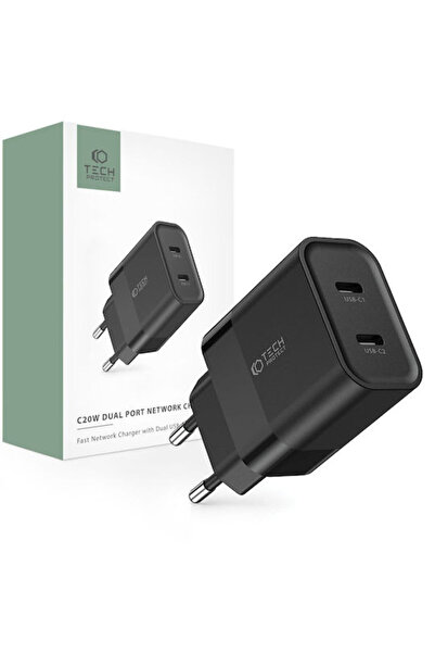 Tech-Protect Φορτιστής Χωρίς Καλώδιο με 2 Θύρες USB-C, 20W Power Delivery, Μα...