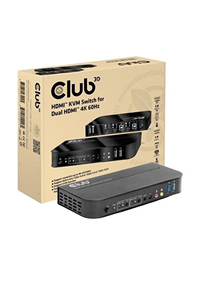 Club 3D Club3D HDMI KVM Switch, Διπλός 4K 60Hz, Μαύρο