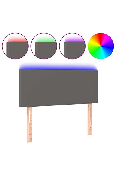 vidaxl LED headboard, grey, 100x5x78/88 cm, eco- Leather