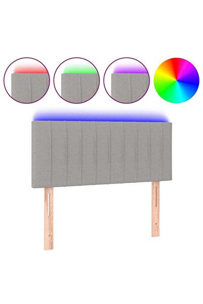 vidaxl Tăblie de pat cu LED, gri deschis, 100x5x78/88 cm, textil