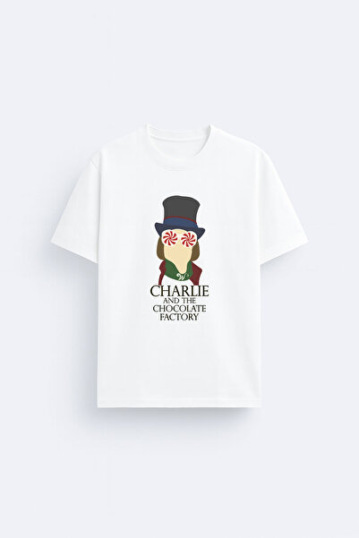 cesita Tricou alb cu guler rotund și imprimeu Charlie's Chocolate Factory