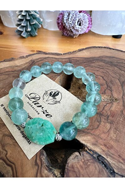 parze doğaltaş Fluorite and Chrysoprase Natural Stone Bracelet