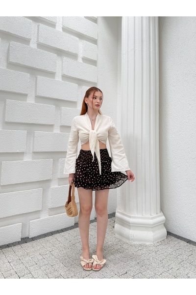 NEW JOURNAL Women's Brown Patterned Ruffled Layered Mini Skirt Frv0188