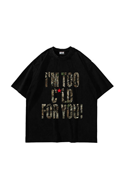 Sekizbiraltı Μπλουζάκι Cold For You με στάμπα, Oversize, Unisex, Μαύρο