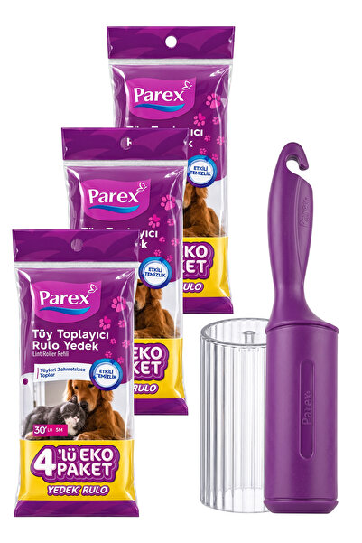 Parex Premium Tüy Toplayıcı 12'li Yedek Rulo ve Aparat + Şeffaf Kapak Paketi