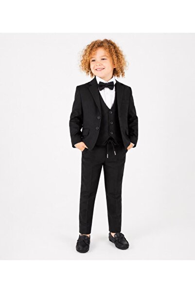 aykidsclup Costum de mire pentru băieți, 4 piese, sacou negru, cămașă, pantal...