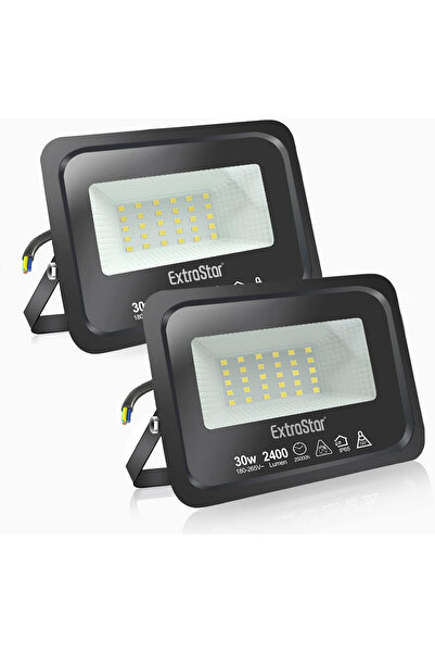 EXTRASTAR LED прожектори 2x30W, 8000Lm, 3000K, IP65 водоустойчиви, черни