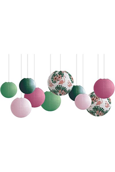 MADE IN CHINA 10 bucăți felinare de hârtie cu model flamingo tropical, dimens...