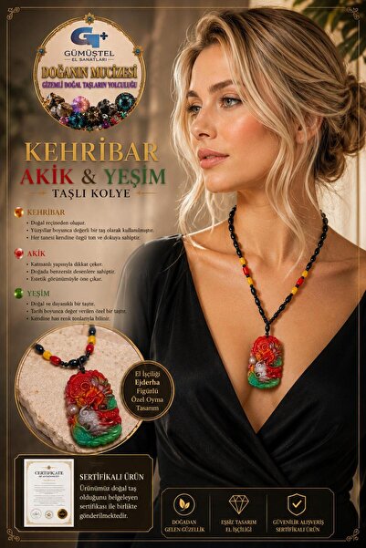 GÜMÜŞTEL EL SANATLARI Certified Amber Special Design Necklace