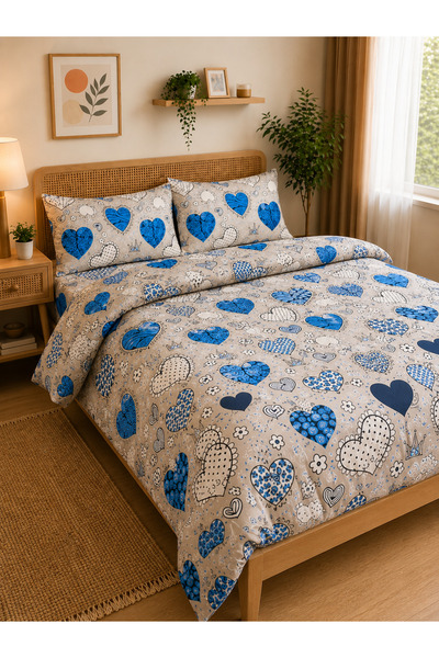 zeetwo 4-Piece Printed Cotton Bedsheet Set – 1 Fitted Sheet, 1 Flat Sheet & 2...
