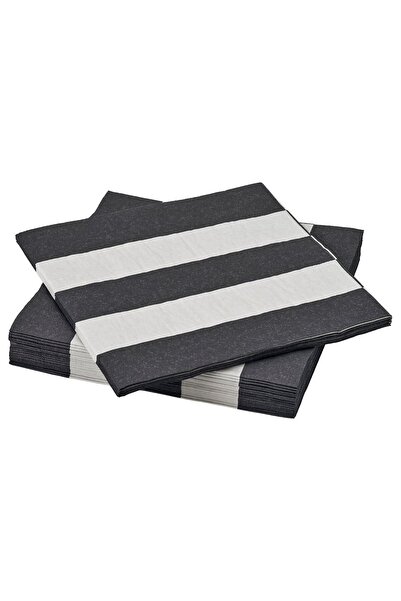 IKEA مناديل ورقية SILVERTETRA، مخططة باللونين الأسود/الأبيض، 33 × 33 سم