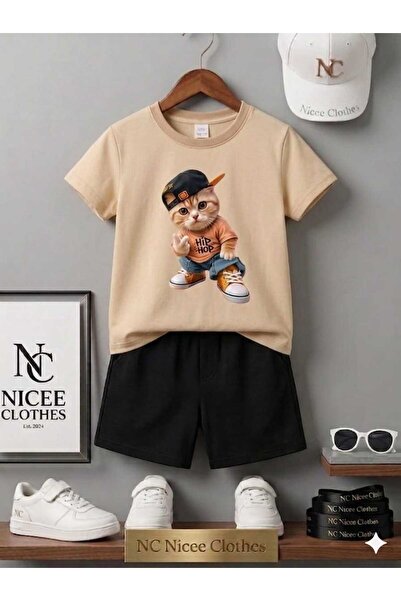 NC Nicee Clothes Tricou și pantaloni scurți de vară pentru copii, unisex (pis...