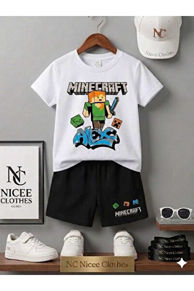 NC Nicee Clothes LETNJA DEČJA MAJICA I KRATKE PANTALONE UNISEKS (MINECRAFT IZ...