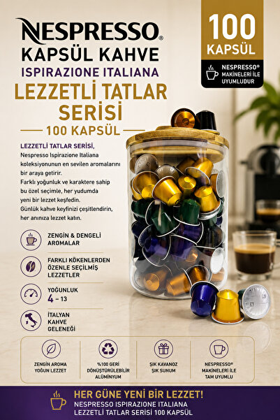 Nespresso Kapsül Kahve İspirazione İtaliana Serisi 100 Kapsül + Kutu Hediyeli