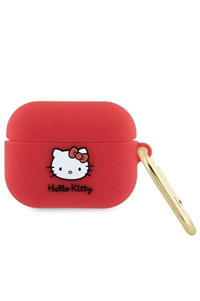 Hello Kitty 3D калъф с котешка глава за Apple AirPods Pro, червен