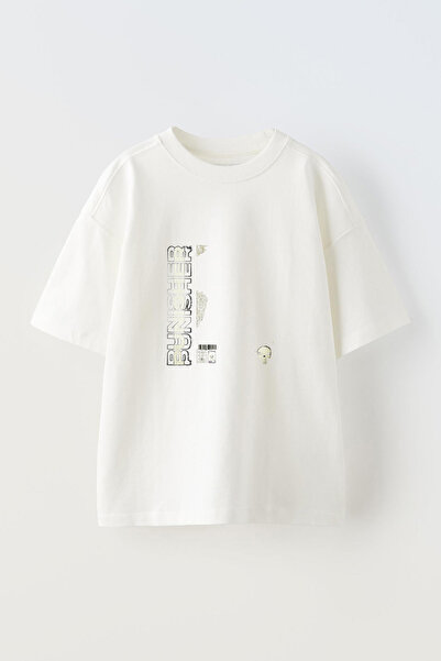 Anetos Tricou oversize alb din bumbac cu imprimeu frontal Punisher Design