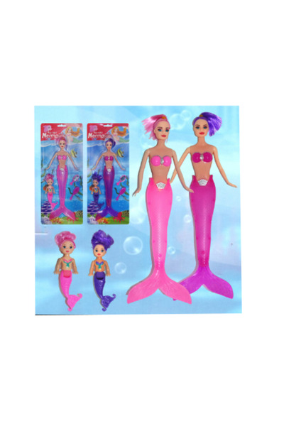 PlayFun Toy Top Bottom Set Magic Mermaid Dolls - Mother Daughter LED Lights I...