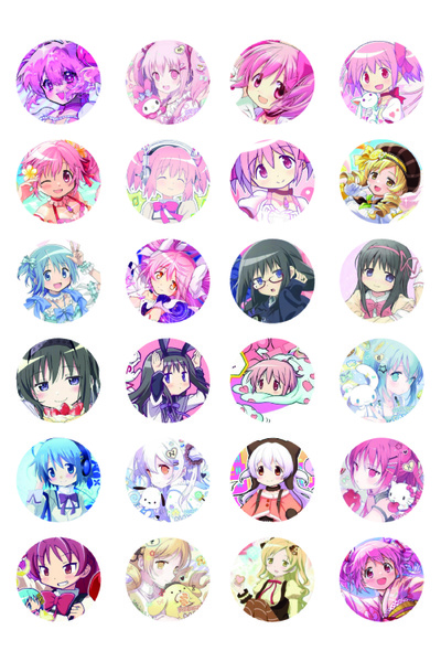 nihonwosekai Set anime naljepnica Madoka Magica, 24 komada
